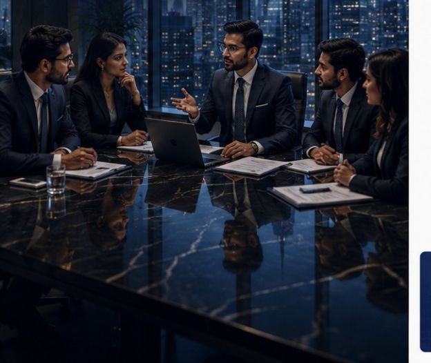 Team in modern boardroom